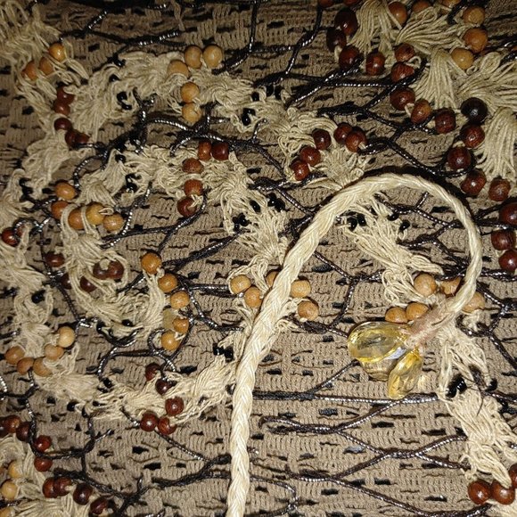 Jessica London Plus Size Boho Hippie Kimono Tassel Brown Cardigan Crochet Beads - Picture 6 of 12